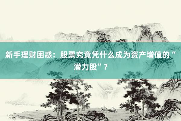 新手理财困惑：股票究竟凭什么成为资产增值的“潜力股”？