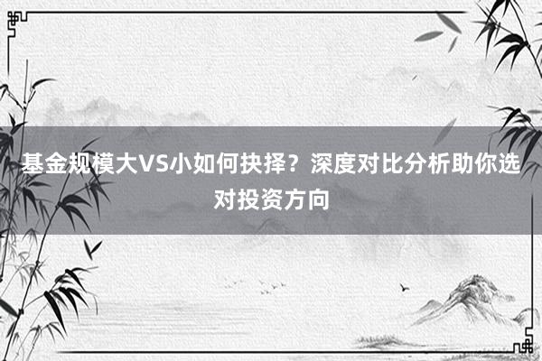 基金规模大VS小如何抉择？深度对比分析助你选对投资方向